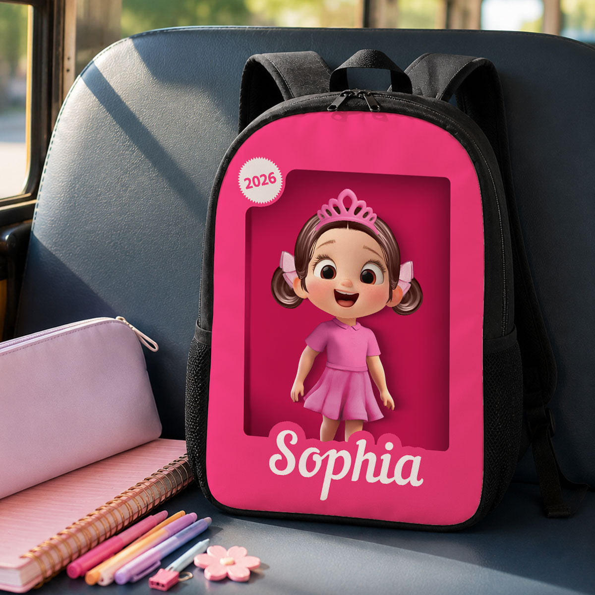 Cute Pink Girl - Personalized Backpack - Back To School Gift For Kids, Daughters, Granddaughters