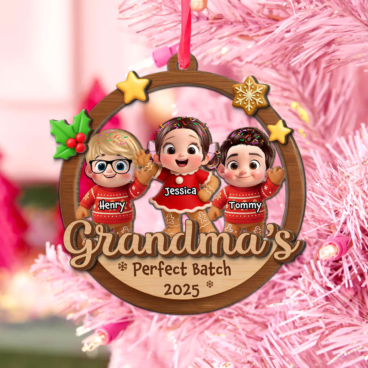 Grandma's Perfect Batch - Personalized 2-Layered Wooden Ornament - Christmas Gift for Grandma