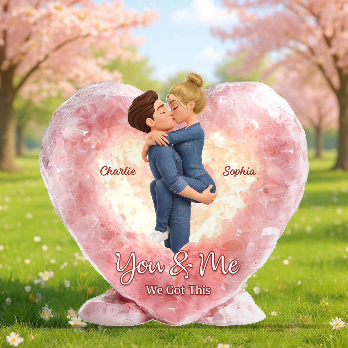 Rose Quartz Style Unconditional Love - Personalized Acrylic Block Plaque - Anniversary, Valentine's Day Gift, Gift For Him, Gift For Her