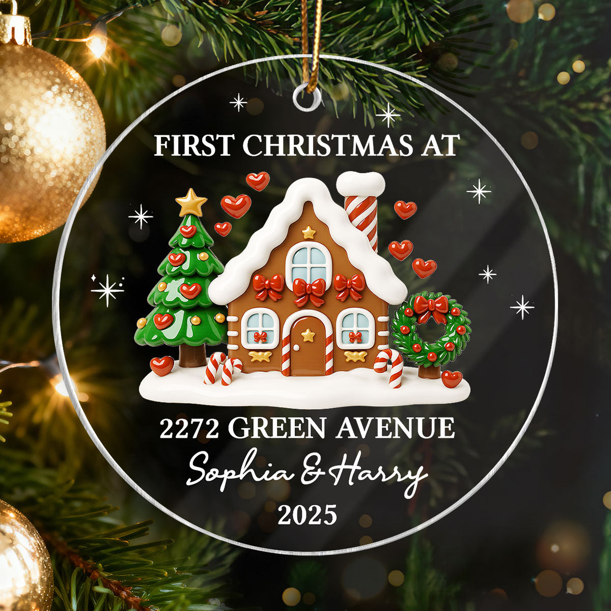 First Christmas New Home 3D Effect Gingerbread House - Personalized Acrylic Ornament