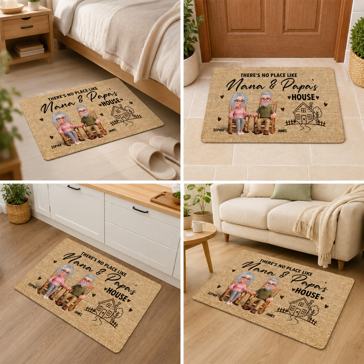 No Place Like Grandparents' House - Personalized Doormat - Home Decor Gift, Grandkids Welcome Decorations
