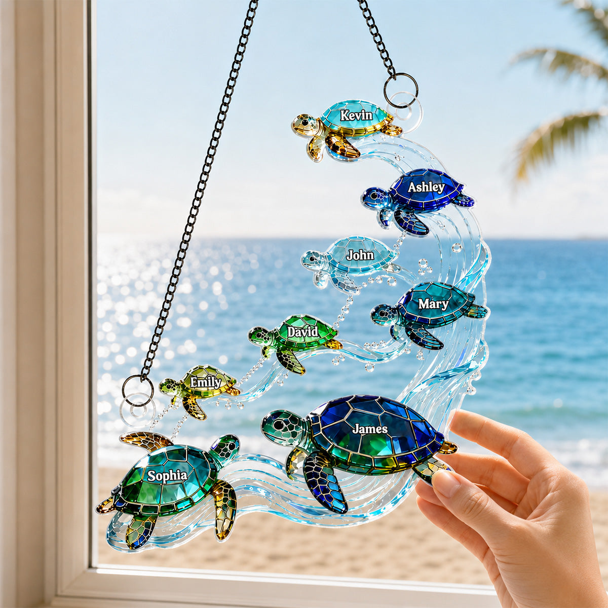 Sea Turtle Family - Personalized Suncatcher - Summer Decoration
