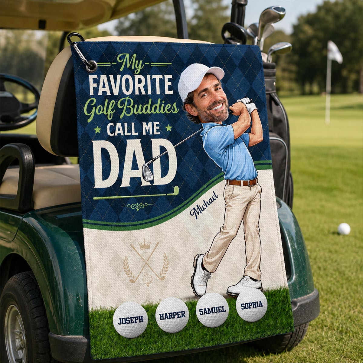 My Favorite Golf Buddies Call Me Dad Grandpa Custom Photo - Personalized Golf Towel - Father's Day Gift For Golfers, Husband, Dad, Grandpa