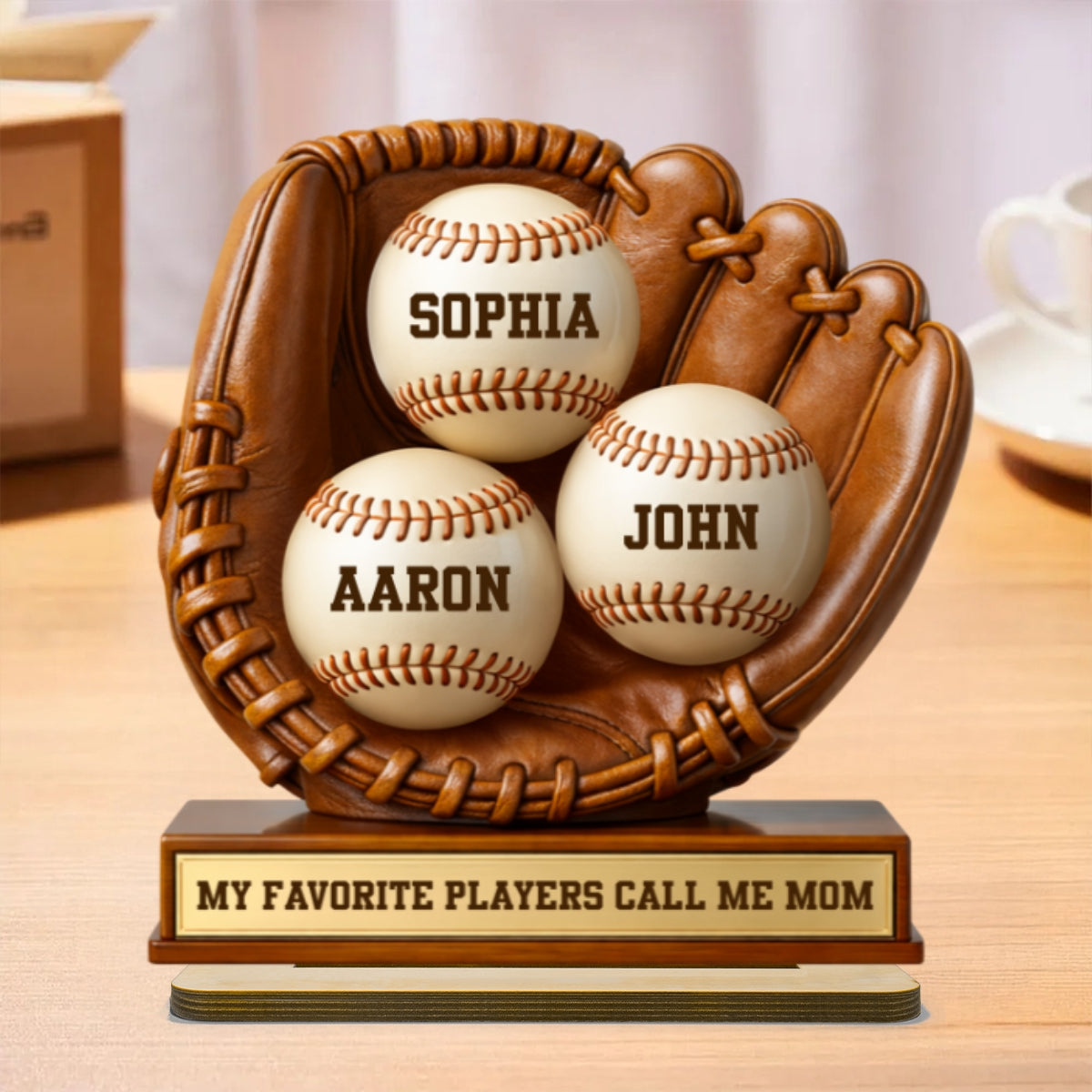 My Favorite Players Call Me Mom - Personalized 2-Layered Wooden Plaque - Sentimental Keepsake, Mother's Day Gift for Mom, Wife