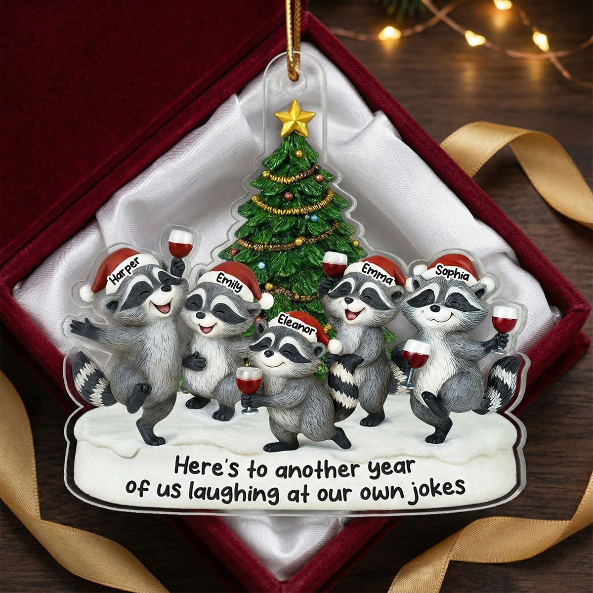 3D Effect Raccoon Best Friends Here's To Another Year Of Bonding - Personalized Acrylic Ornament - Funny Gift For Besties, Best Friends