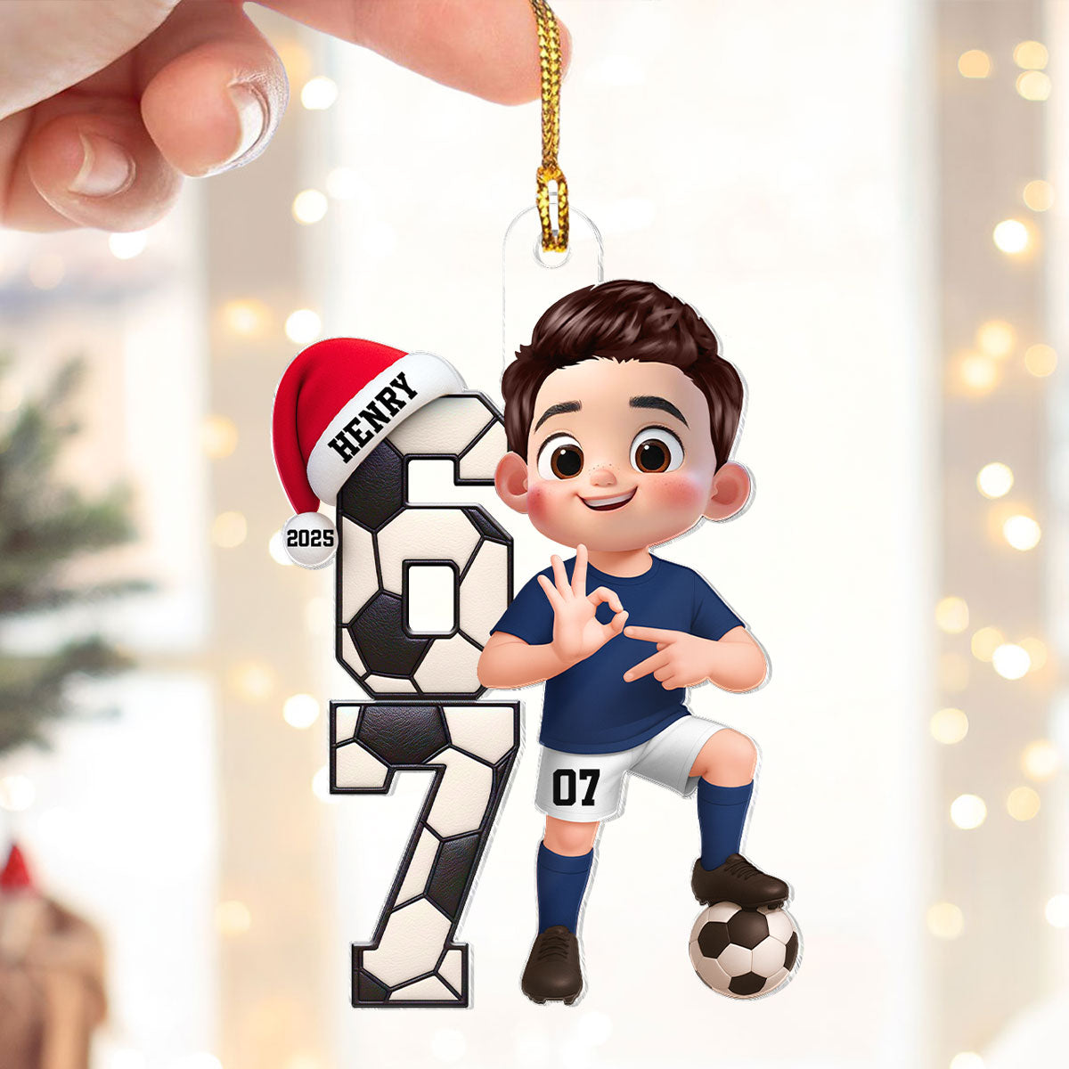 Soccer Boy and Girl Custom Six Seven 67 - Personalized Acrylic Ornament - Teen Slang Funny Tree Decor, Funny Teen Grandkid Gift