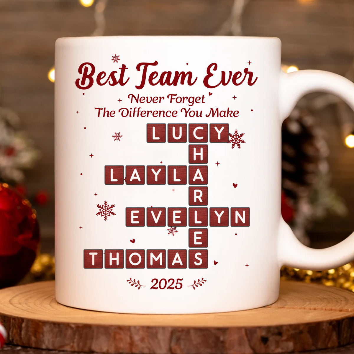 Best Team Ever Crossword Puzzle Art - Personalized Mug - Gift For Coworkers, Colleagues