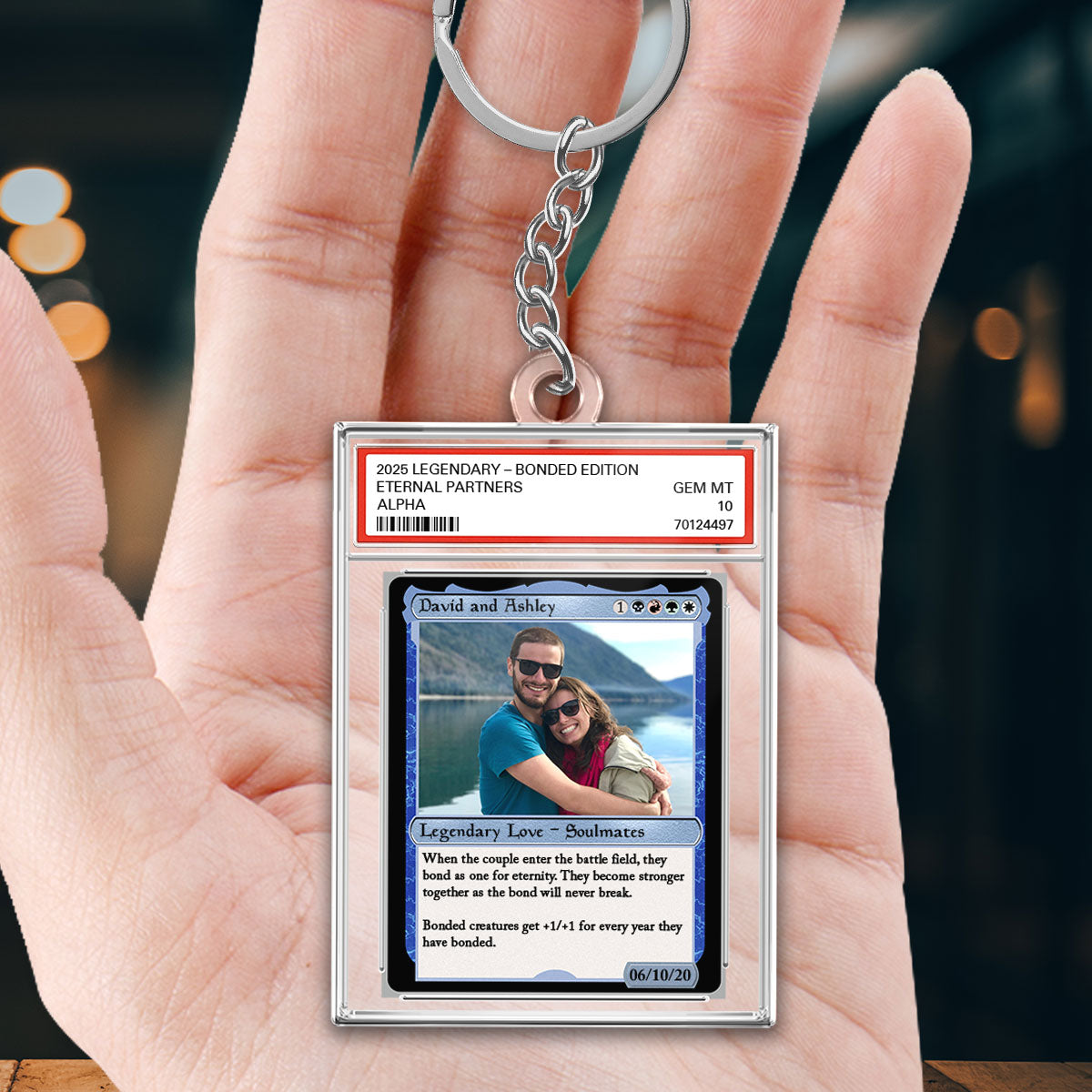 Custom Photo Fantasy Trading Card Style - Personalized Acrylic Keychain - Valentine's Day, Anniversary Gift For Him, For Her