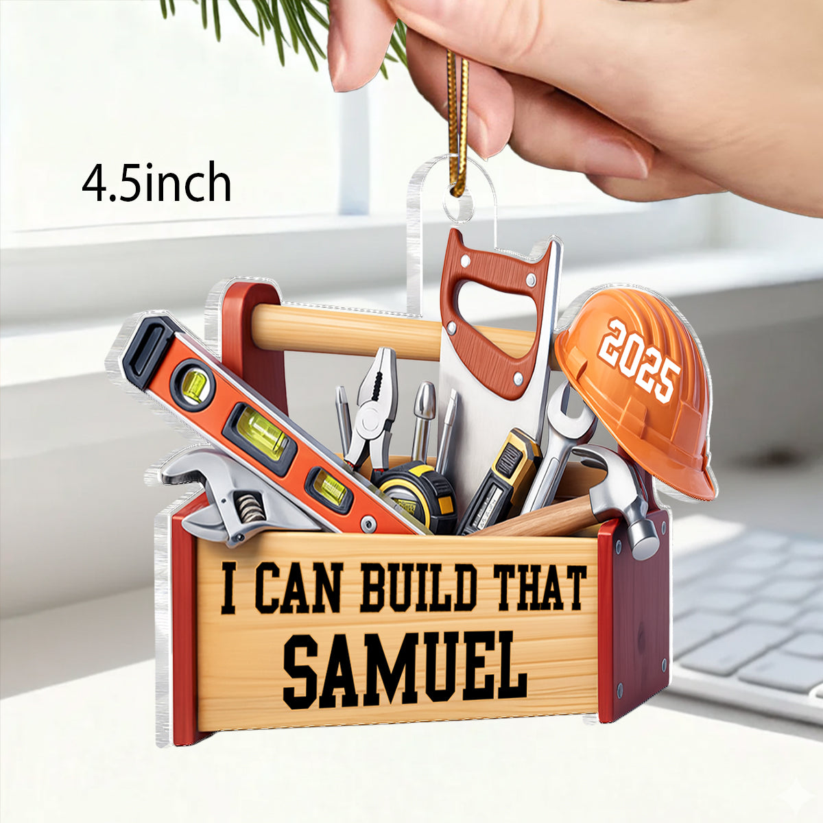 Custom Carpenter Mr Fix it I Can Build That - Personalized Acrylic Ornament - Christmas Gift for Handyman, Woodworker