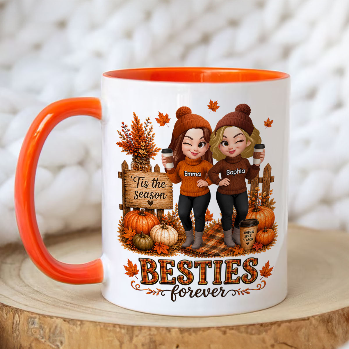 Fall Season Besties Forever - Personalized Mug - Fall Gift for Best Friends