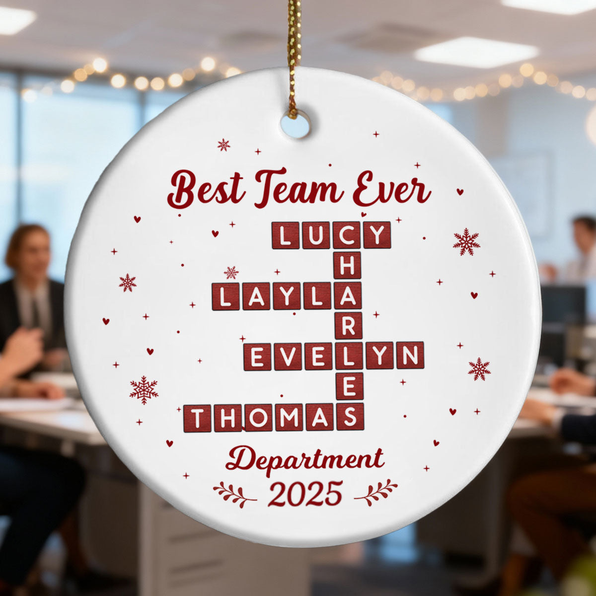 Best Team Ever Crossword Puzzle - Personalized Ceramic Ornament - Coworkers, Colleagues Gift Exchange