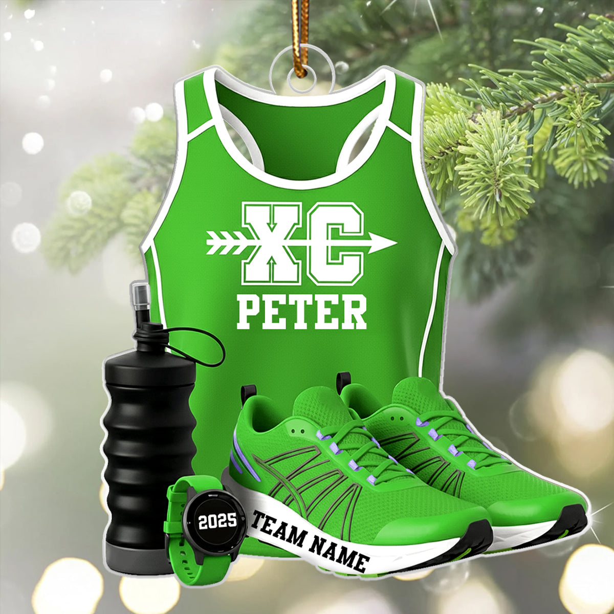 3D Effect Cross Country Runner - Personalized Acrylic Ornament - Unique Christmas Gift For Son, Daughter, Grandson, Granddaughter