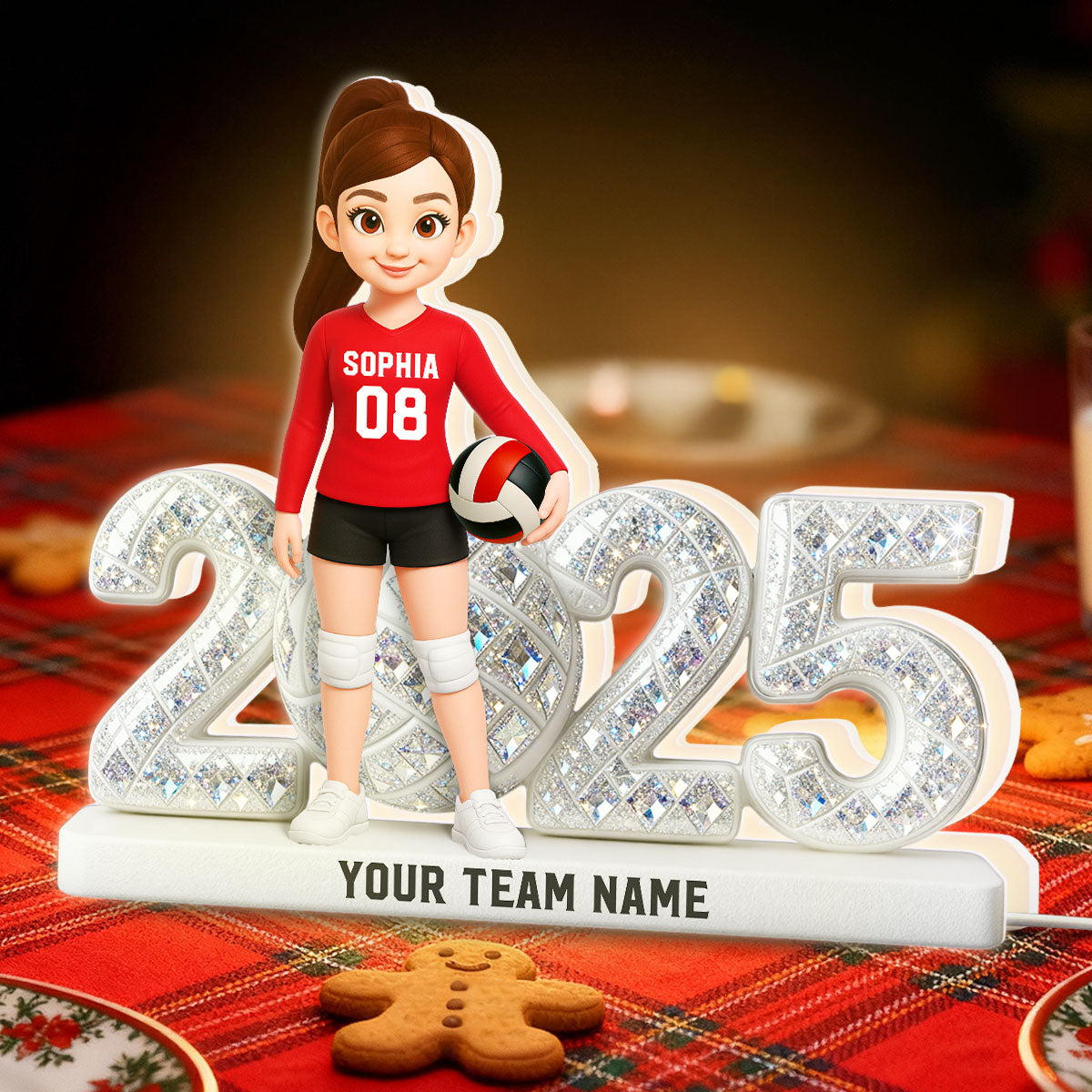 3D Shining Effect Christmas Volleyball Player Keepsake - Personalized Light Box - Gift For Volleyball Players