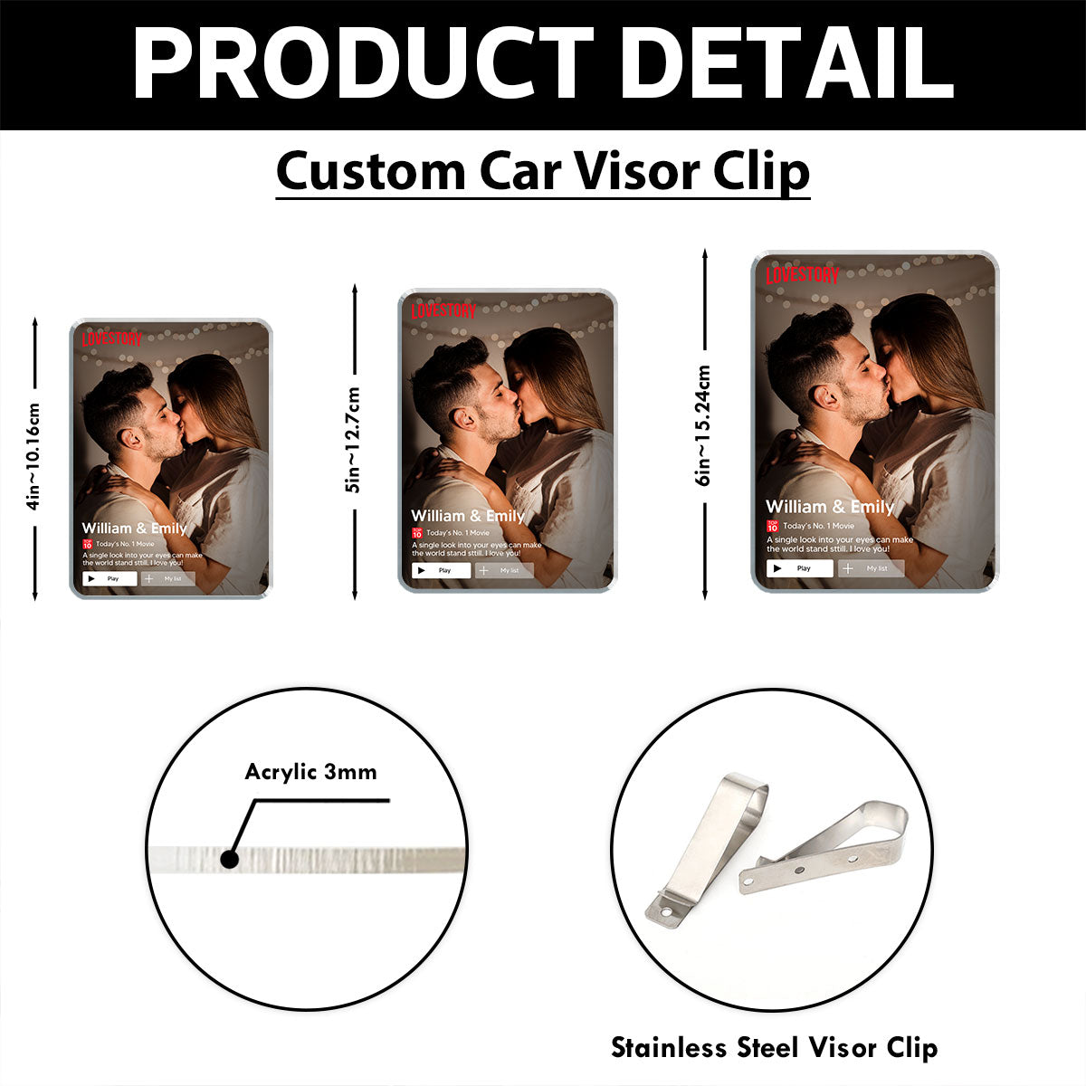 Couple Romantic Love Story - Personalized Acrylic Car Visor - Heartfelt Valentine, Anniversary Gift For Him, For Her