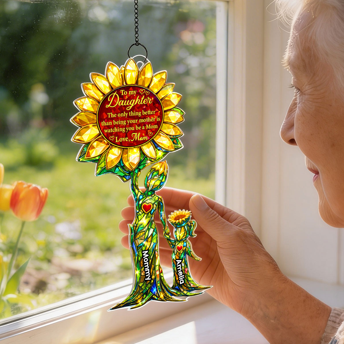 Watching You Be a Mom Mother Daughter - Personalized Suncatcher - Heartfelt Mother's Day Gift for Daughter