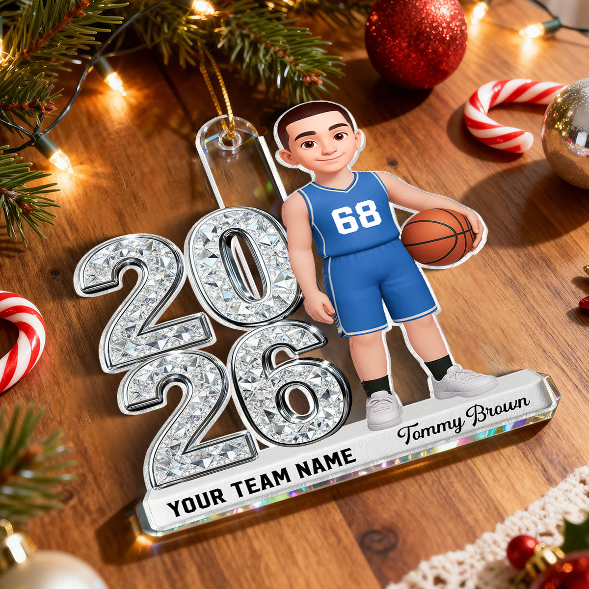 3D Shiny Effect Sport Player With Year - Personalized Acrylic Ornament - Gift For Daughter, Granddaughter, Son, Grandson