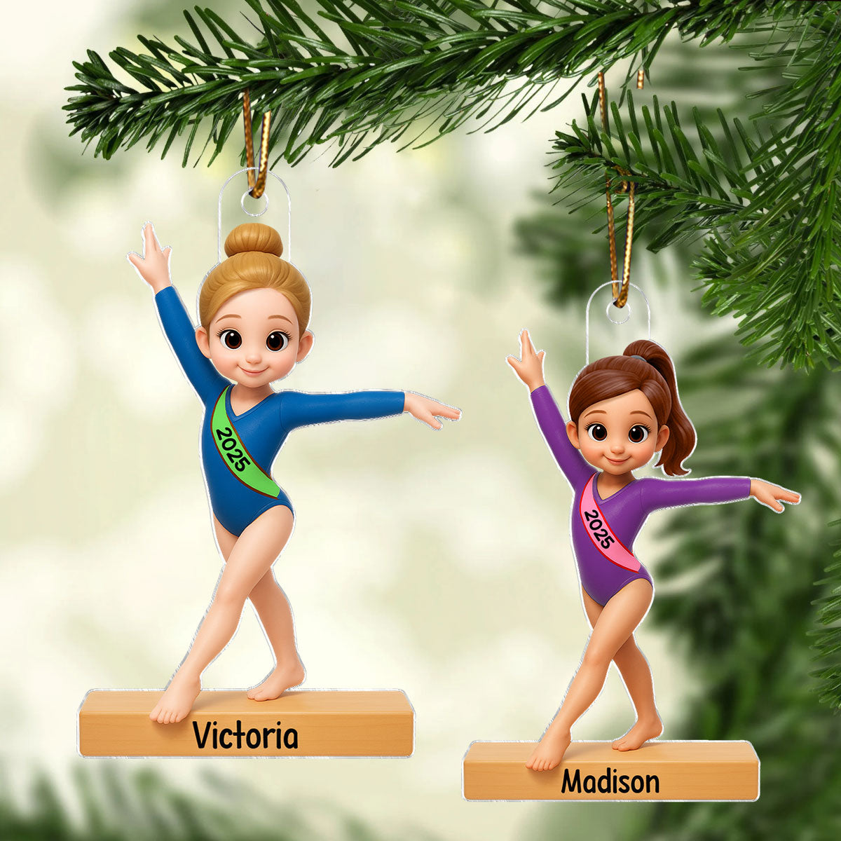3D Effect Gymnastic Girl - Personalized Acrylic Ornament - Christmas Gift For Daughter Granddaughter