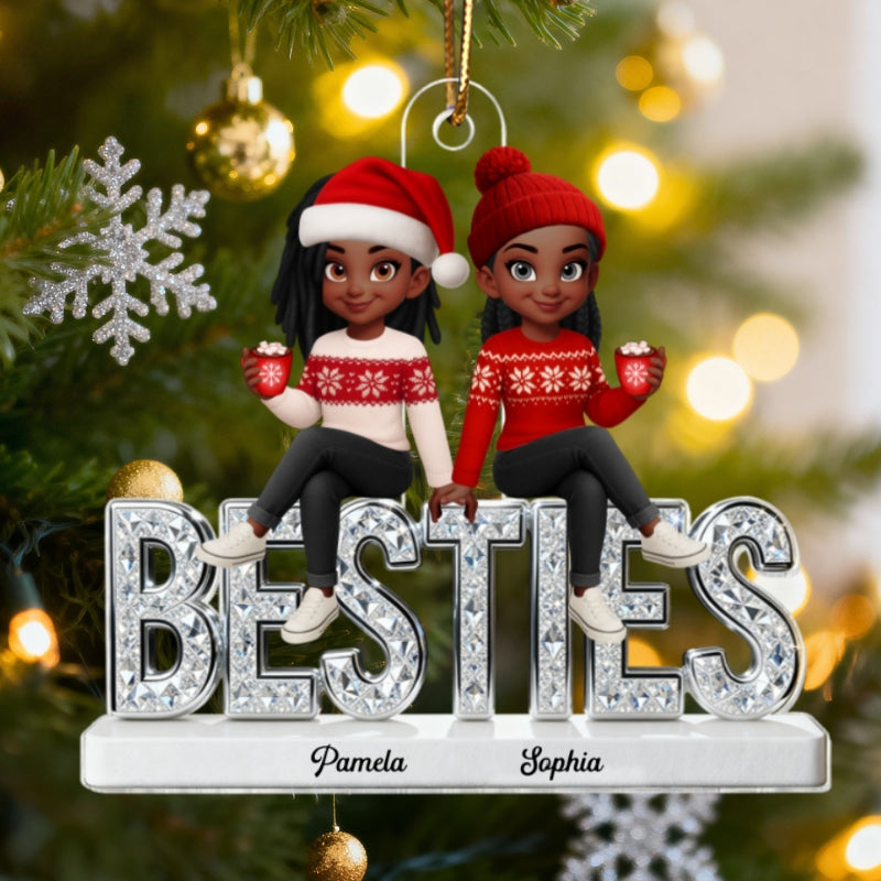 3D Shinning Effect Besties Forever Together Christmas - Personalized Acrylic Ornament - Gift For Best Friends