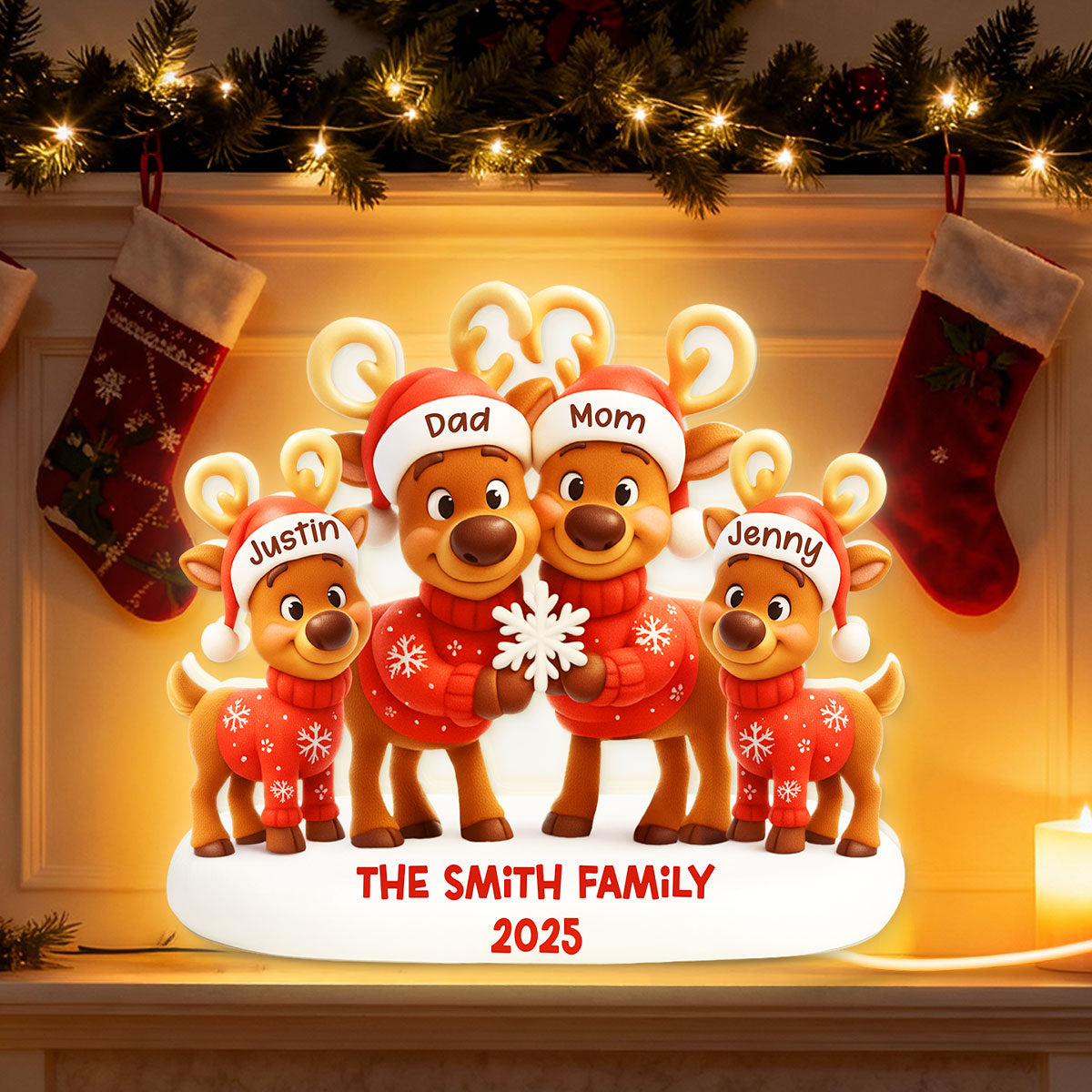 Family Reindeer - Personalized Light Box - Heartwarming Festive Christmas Decor