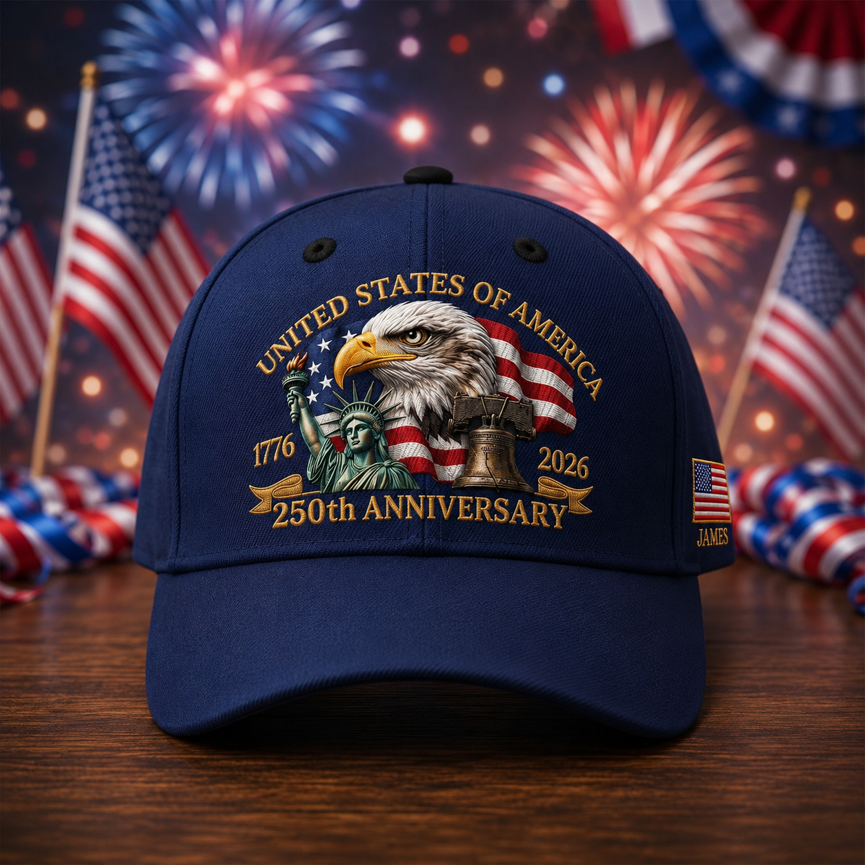 United States 250th Anniversary Eagle Liberty & Bell Printed - Personalized Classic Cap