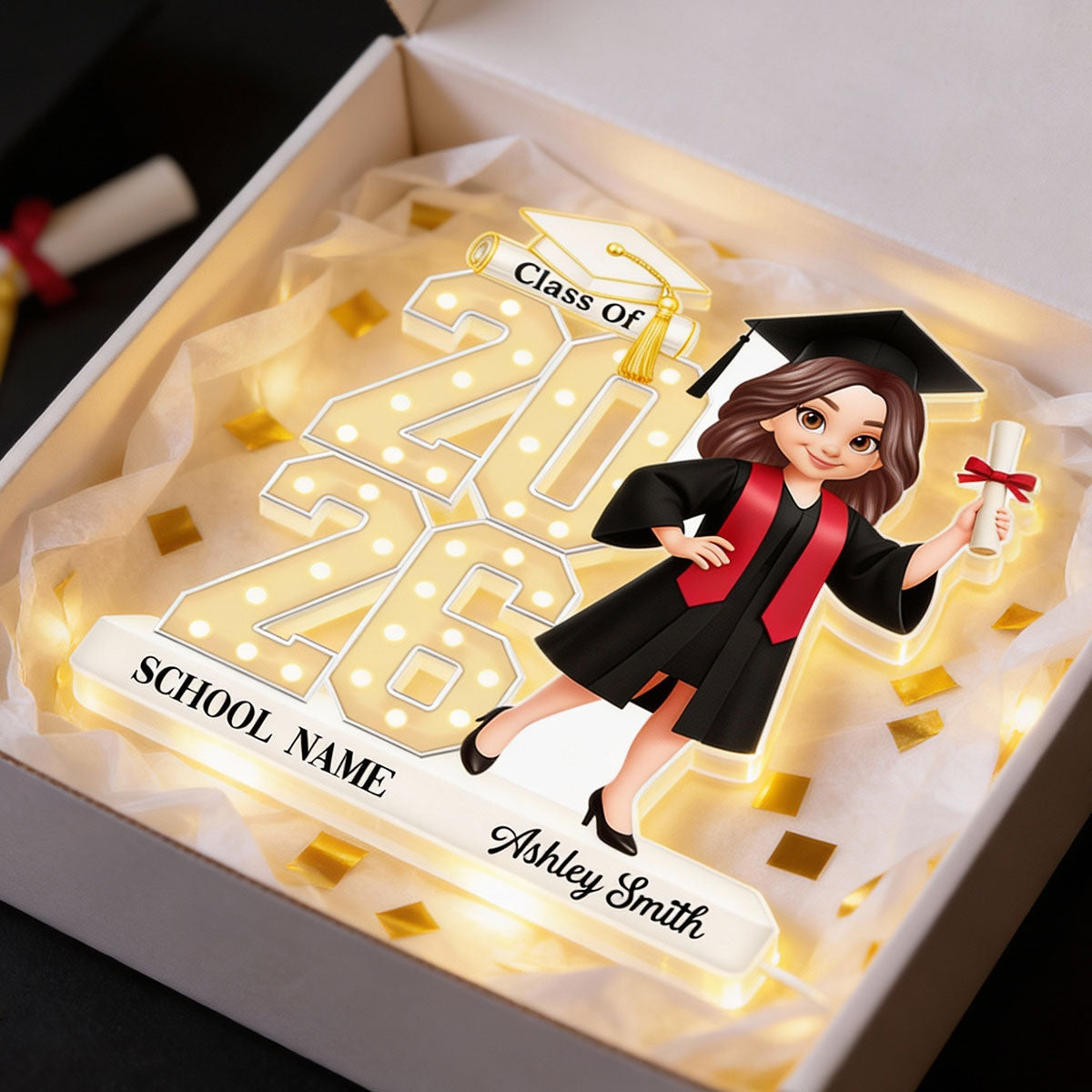 Class Of 2026 2027 Senior 2D Flat - Personalized Light Box - Graduation Gift For Graduates, Daughter, Son