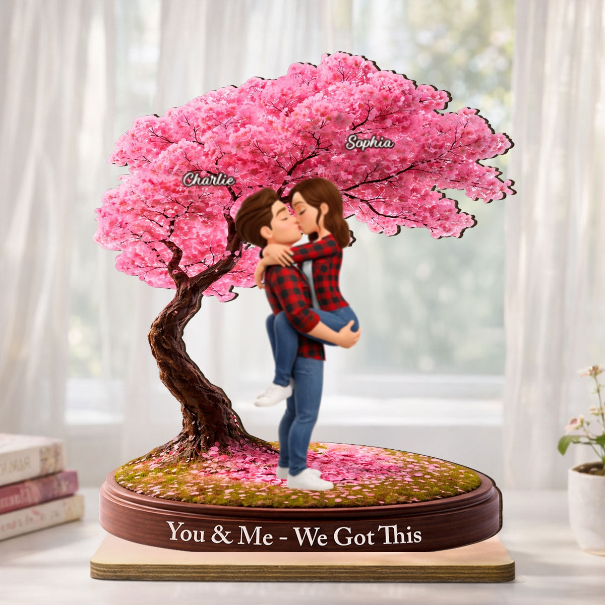 Love That Grows With Time - Personalized 2-Layered Wooden Plaque - Anniversary, Valentine's Day Gift, Gift For Him, Gift For Her