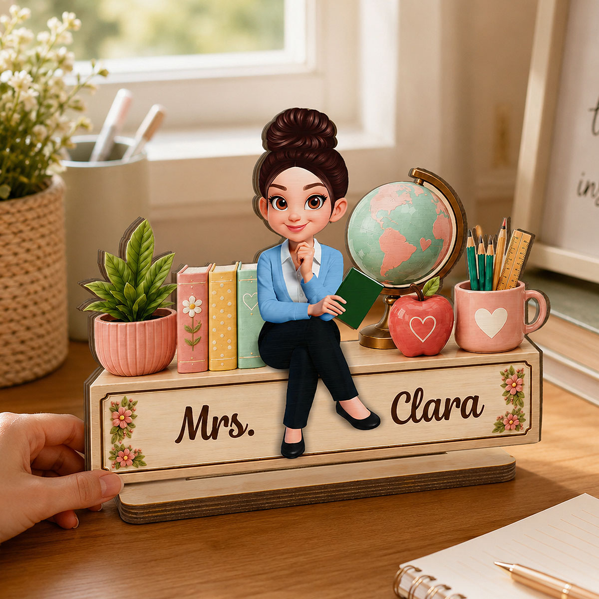 Teacher Sweet Desk Nameplate 2D Flat - Personalized Wooden Plaque