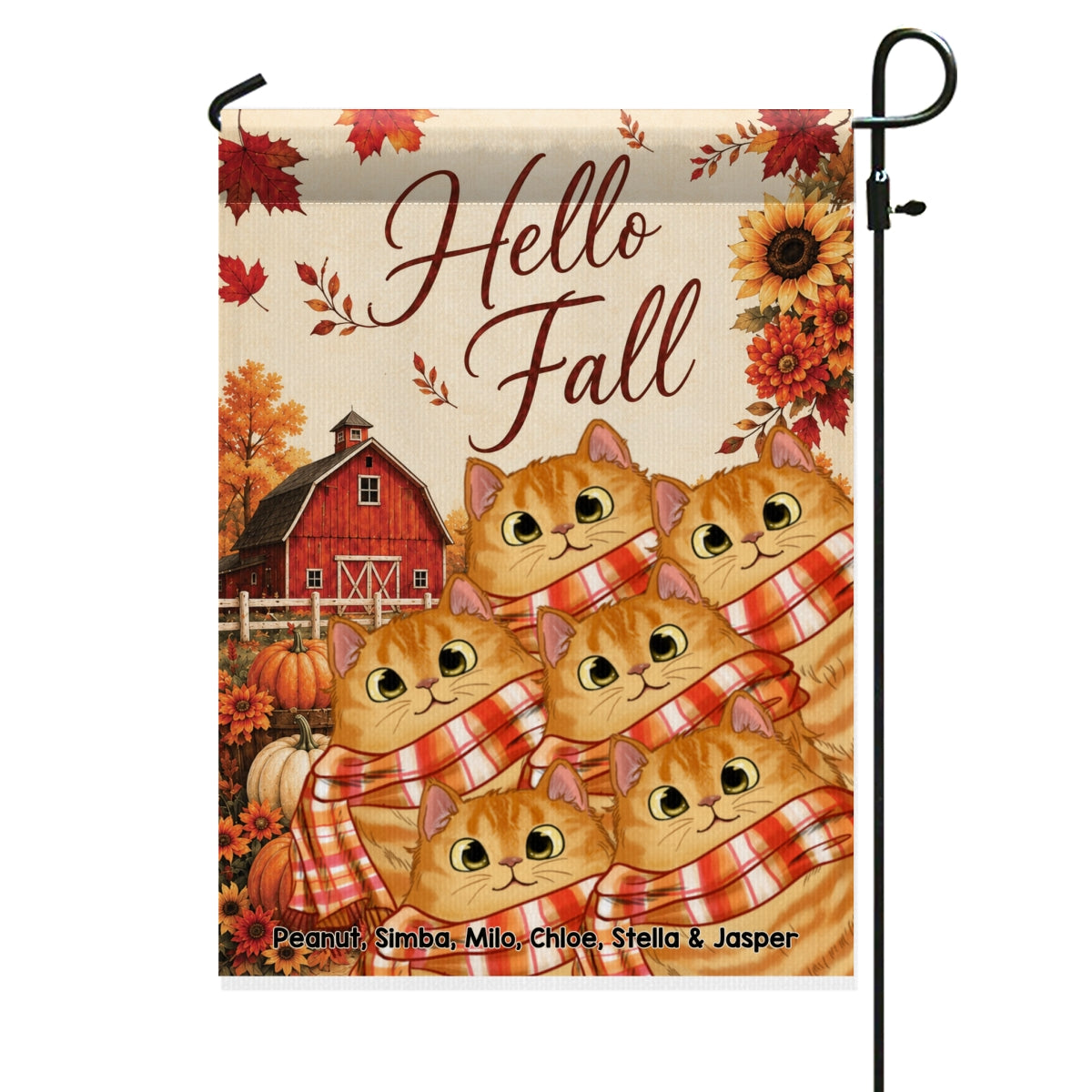 Trending Hello Fall Cute Cat - Personalized Garden Flag - Fall Season Gift For Cat Lovers