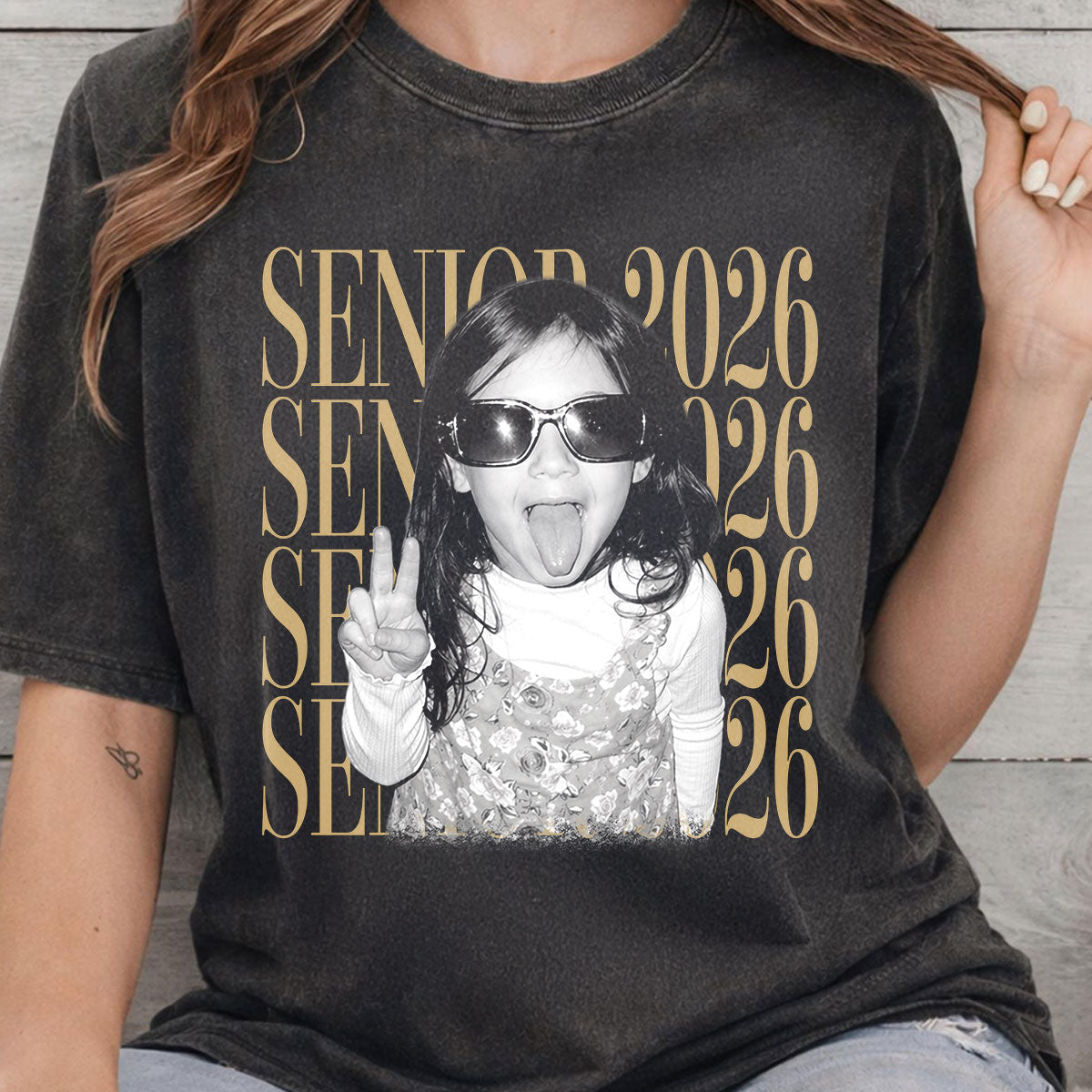 Retro Vintage Photo And Year Senior - Personalized Shirt - Custom Graduate Picture Shirt, Graduation Gift, Family Matching Shirt Graduation Party Celebration
