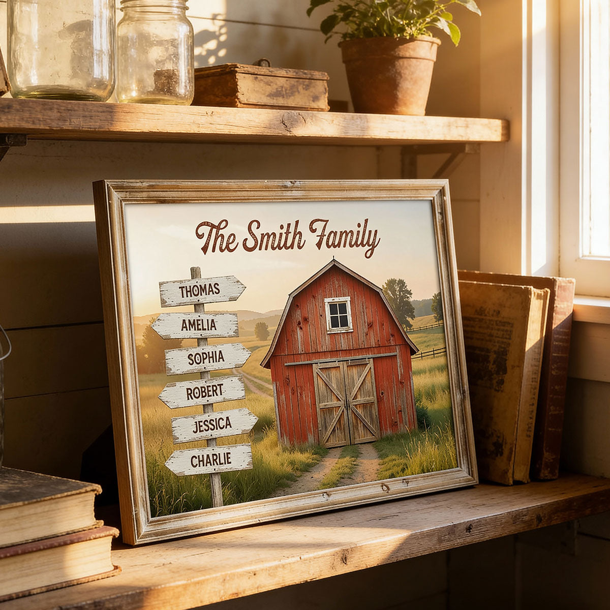 Nostalgia Barn House Family Sign Posts - Personalized Poster - Gift For Family, Farmhouse Decor