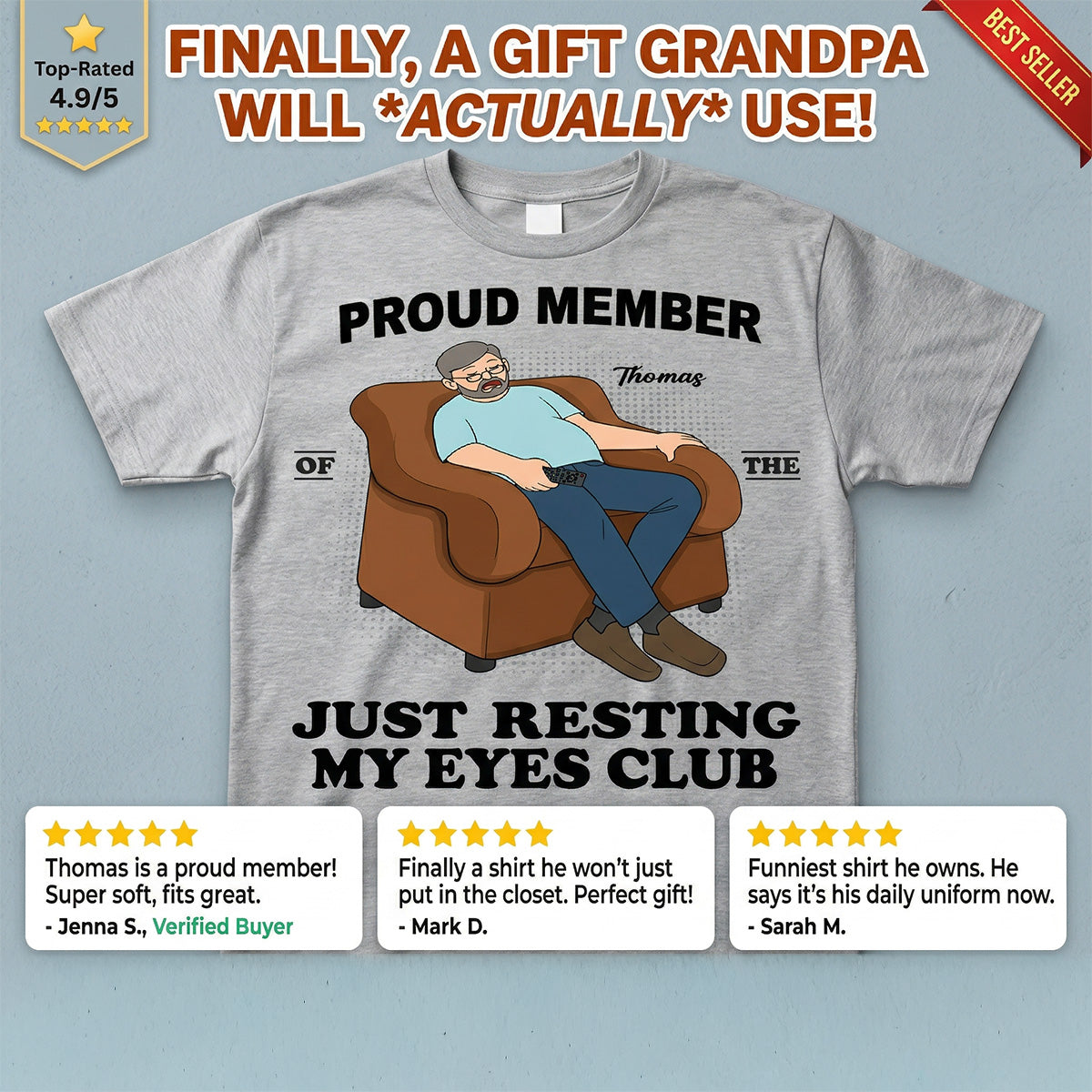 Proud Member Of Just Resting My Eyes Club - Personalized Shirt - Funny Father's Day Gift For Husband, Dad, Grandpa
