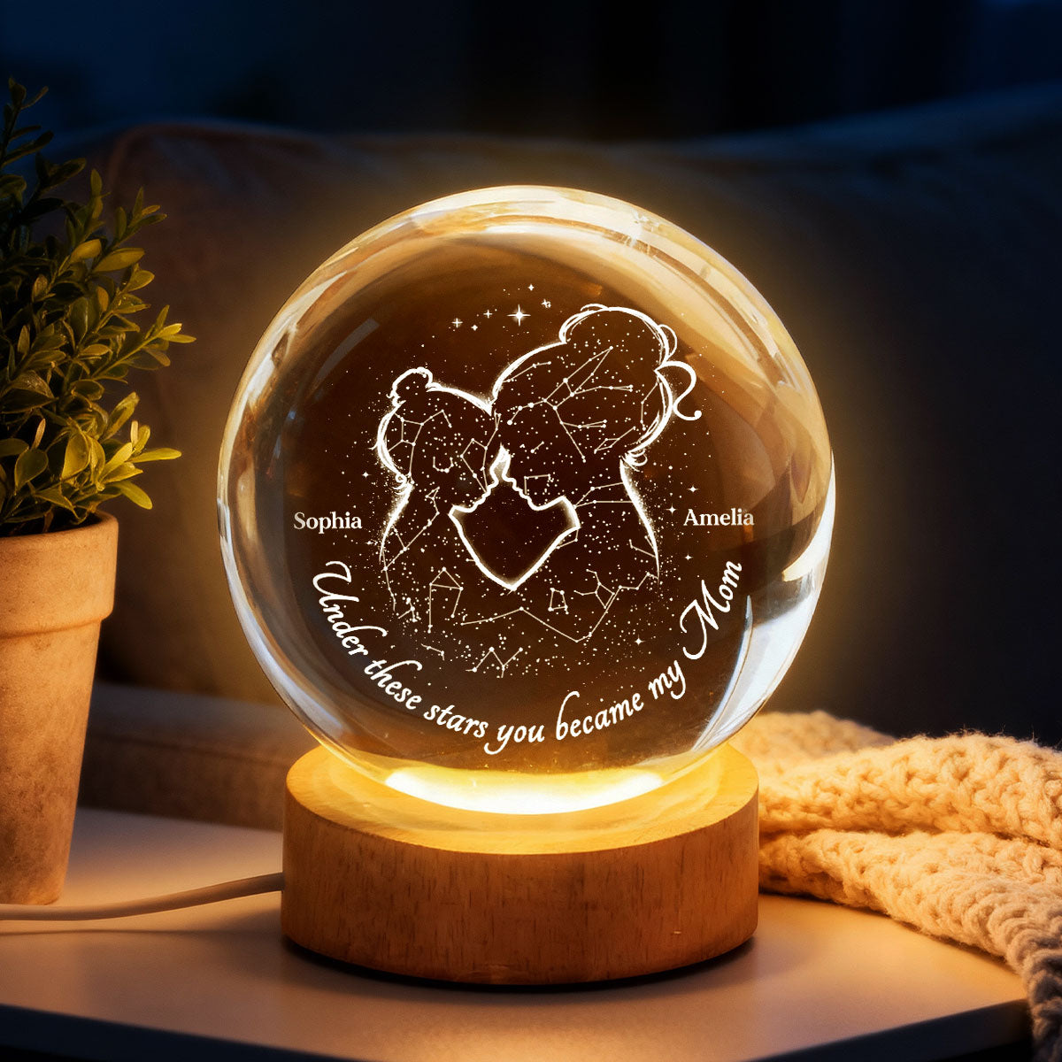Under These Stars You Became My Mom - Personalized Crystal Ball - Heartfelt Gift For Mom, Grandma