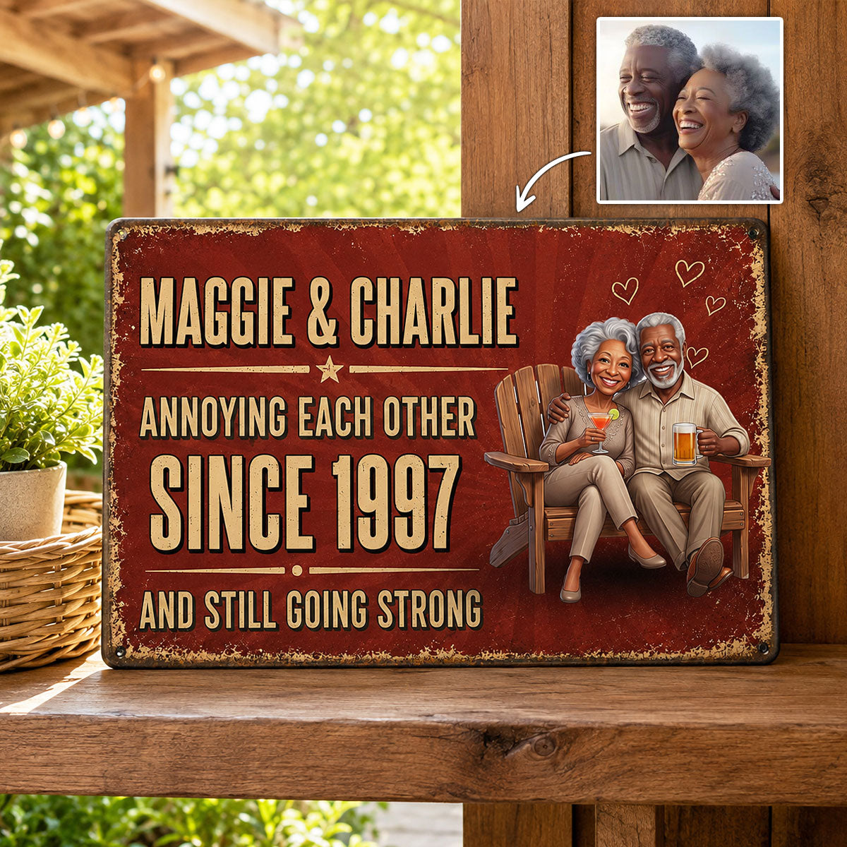 Custom Photo Couple Annoying Each Other - Personalized Metal Sign - Anniversary Gift for Her, for Him