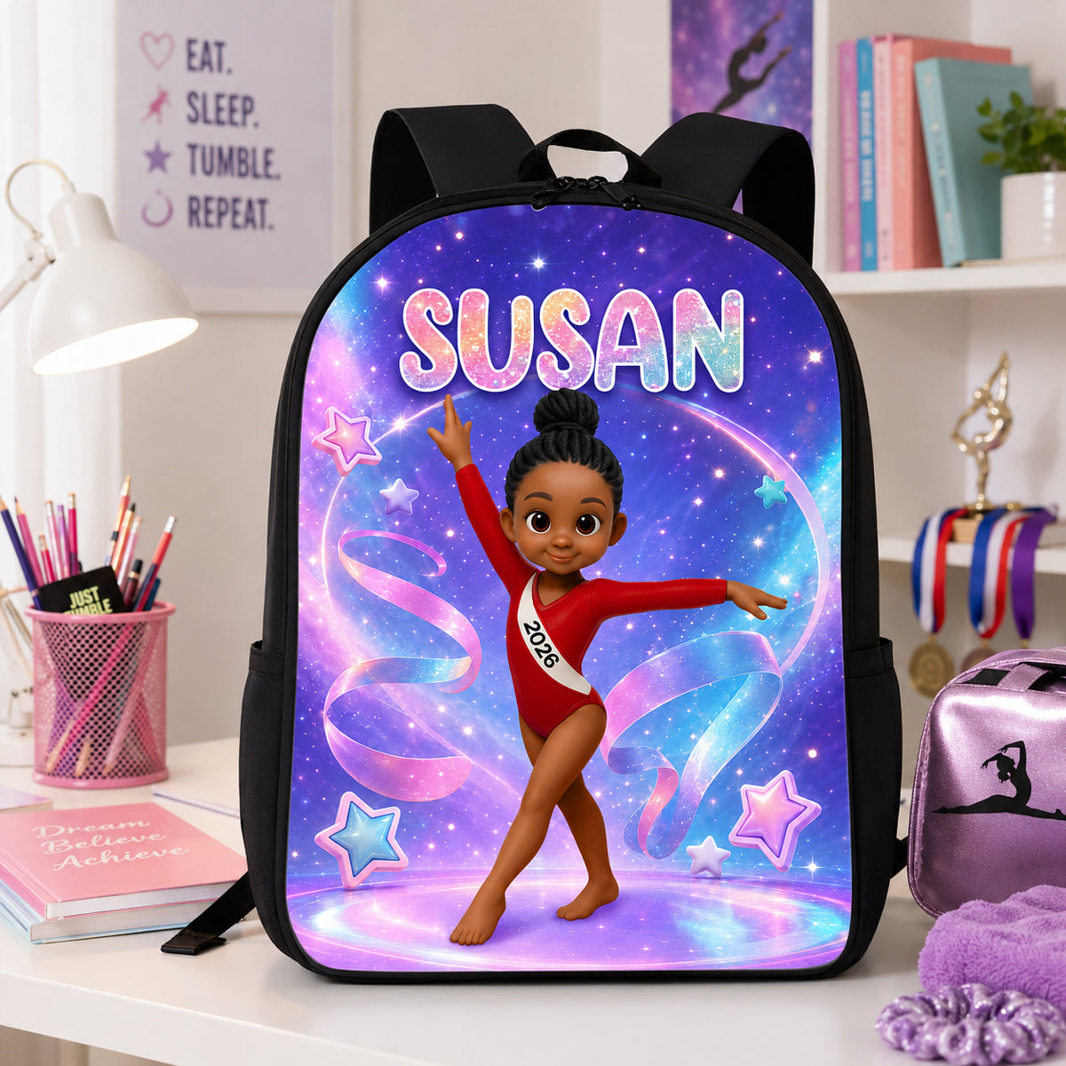 Gymnastic Trendy Design Backpack for Girls - Personalized Backpack - Back to School Gift for Daughter, Granddaughter