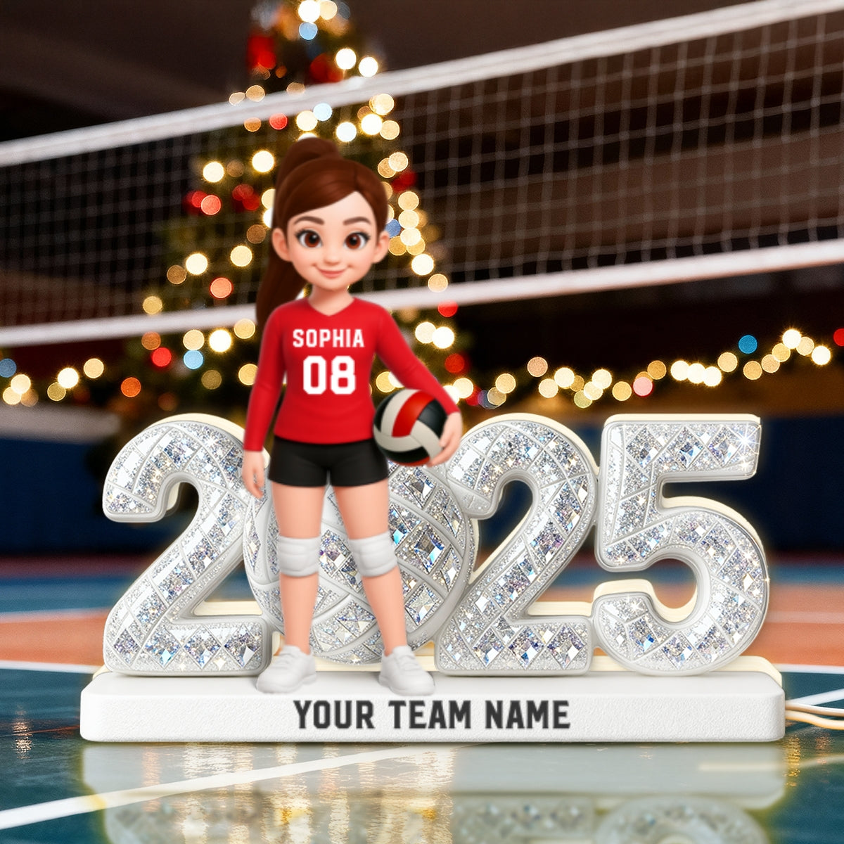 3D Shining Effect Christmas Volleyball Player Keepsake - Personalized Light Box - Gift For Volleyball Players