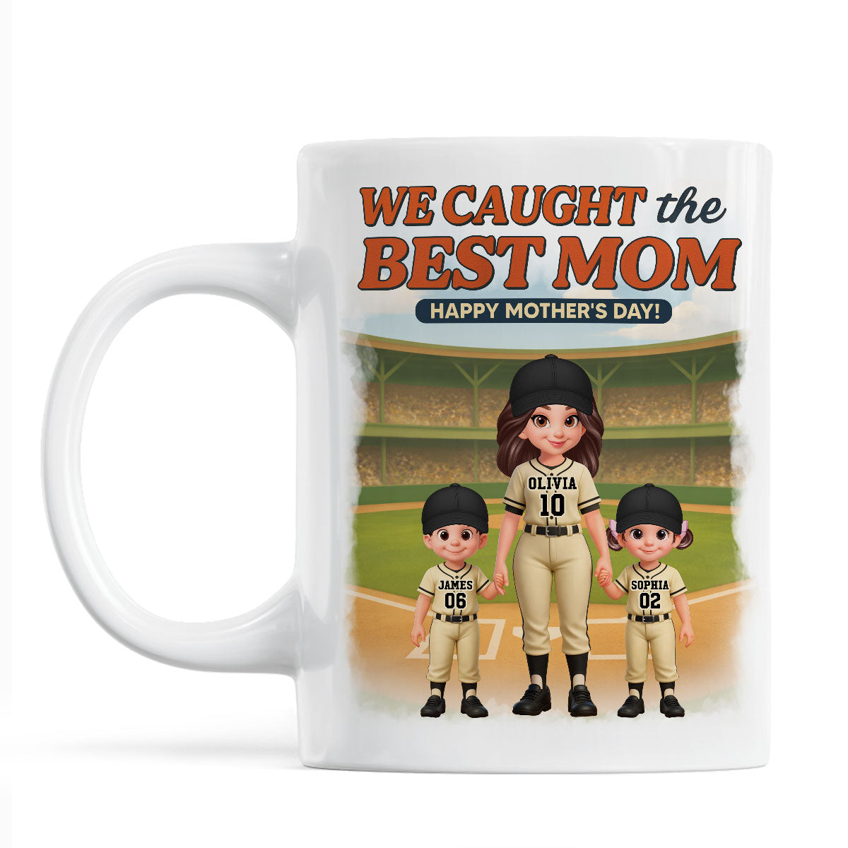 Baseball We Caught The Best Mom - Personalized Mug - Mother's Day Gift For Baseball Mom