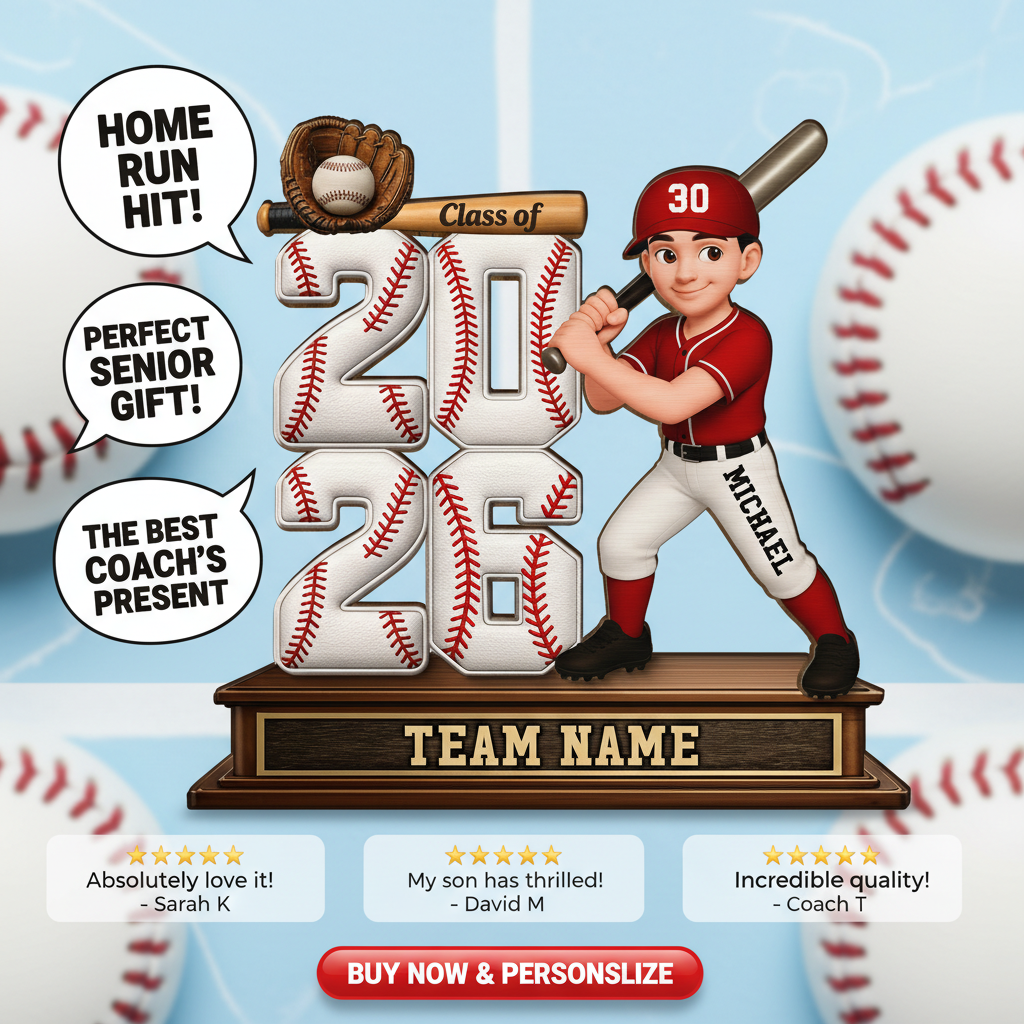 Baseball Senior Class Of 2026 2027 - Personalized 2-Layered Wooden Plaque - Graduation Gift For Son, Daughter, Graduates
