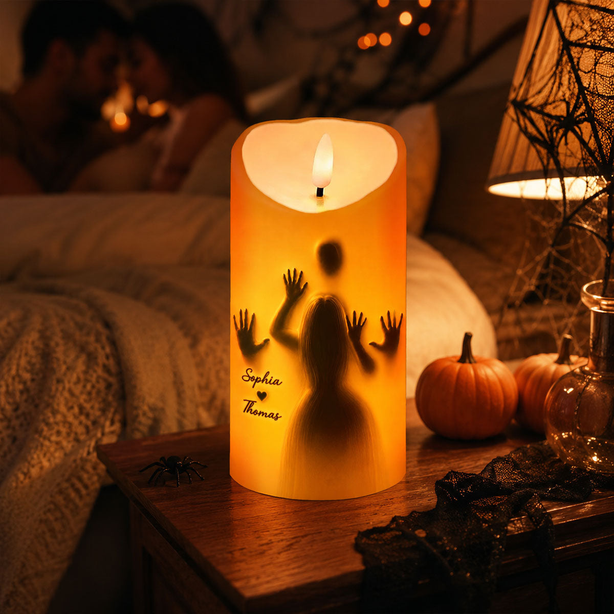 Can’t Keep My Hands Off You Naughty Couple Silhouette - Personalized LED Candle - Funny Gift For Couples