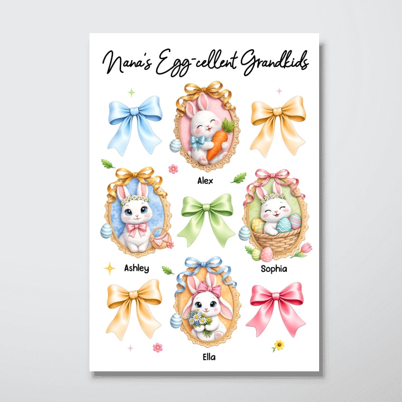 Nana's Egg-cellent Grandkids - Personalized Poster - Easter Decor Gift For Grandma