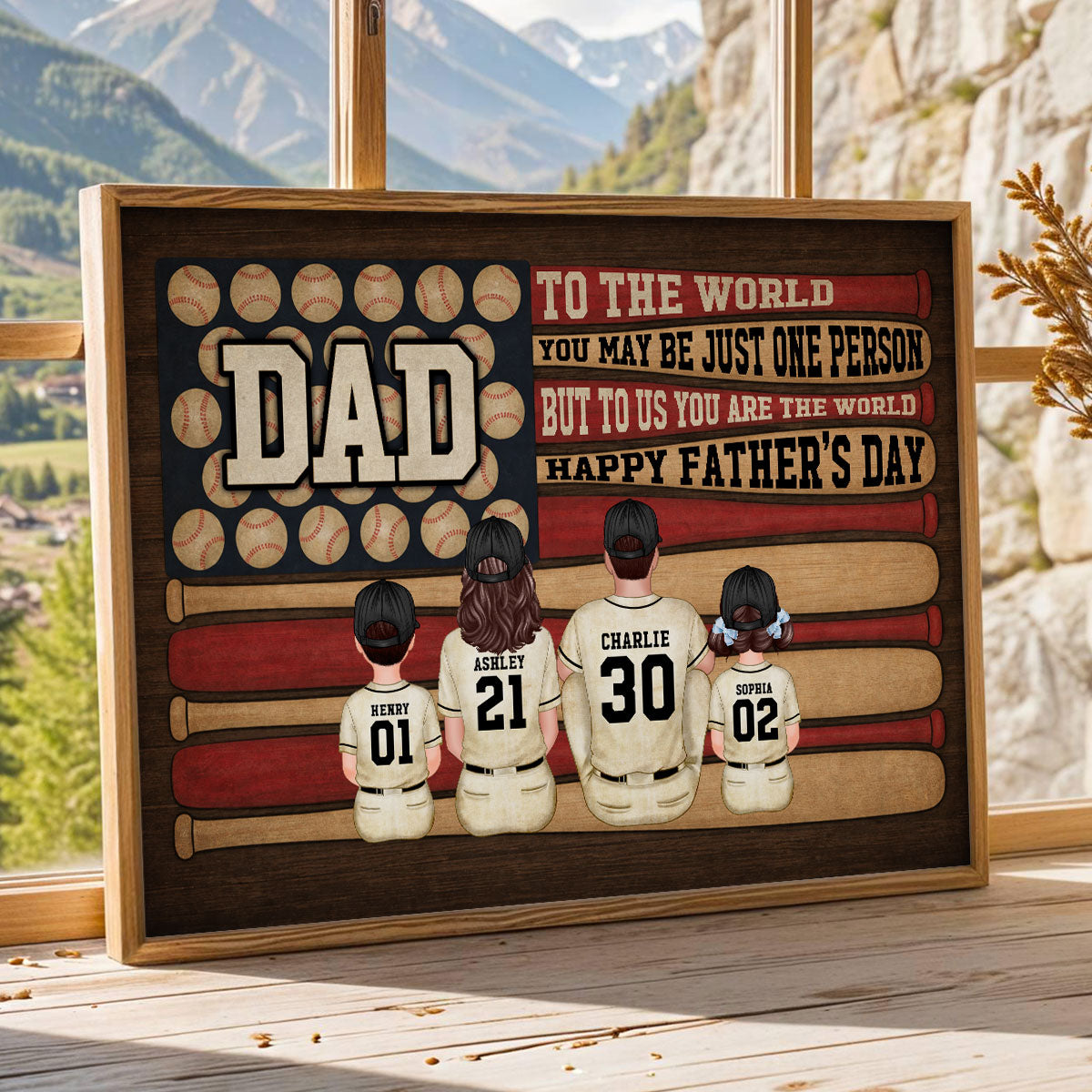 Baseball Nation Flag Dad Us You Are The World - Personalized Poster - Father's Day Gift For Baseball Dad