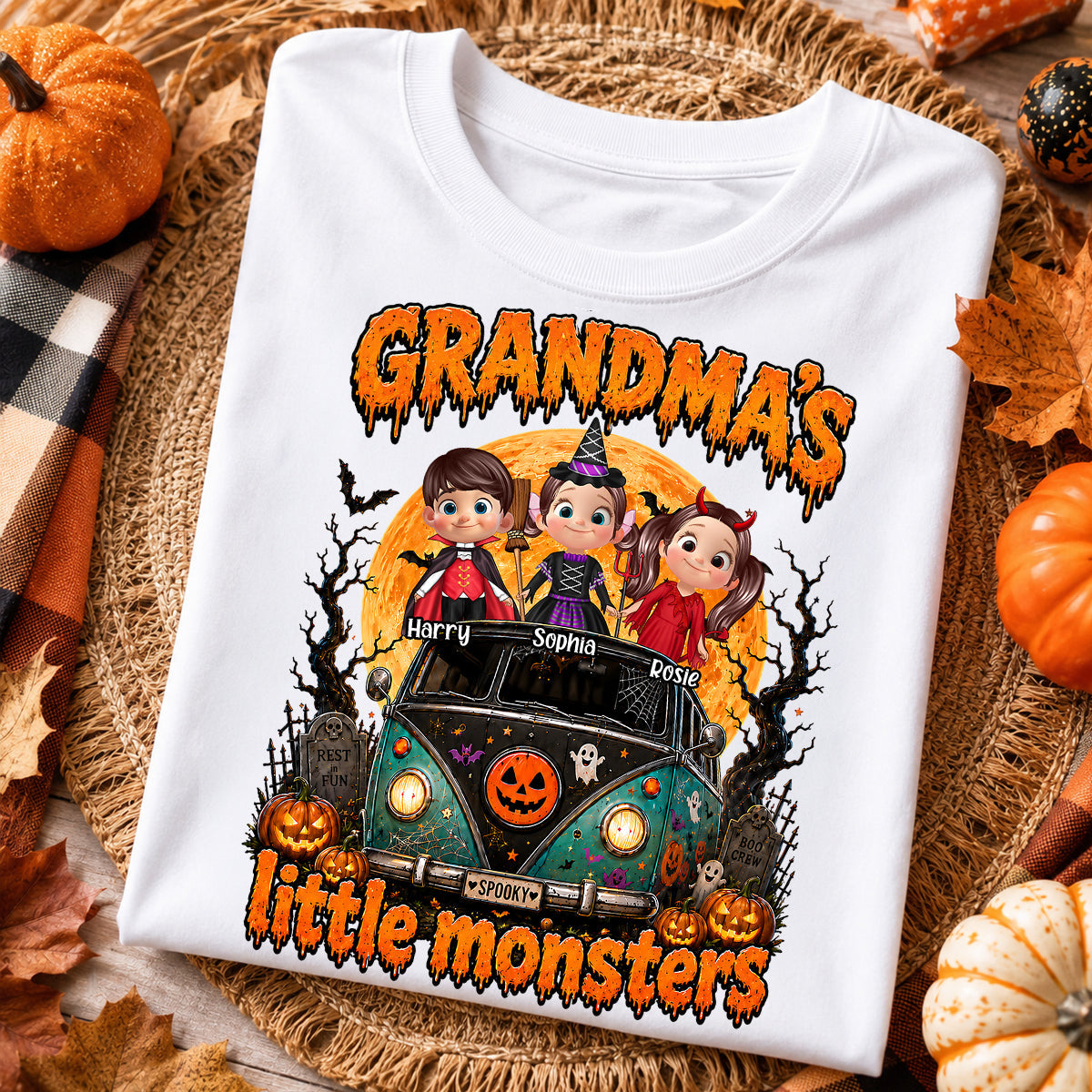 Grandma's Little Monsters - Personalized Shirt - Halloween Shirt for Grandma