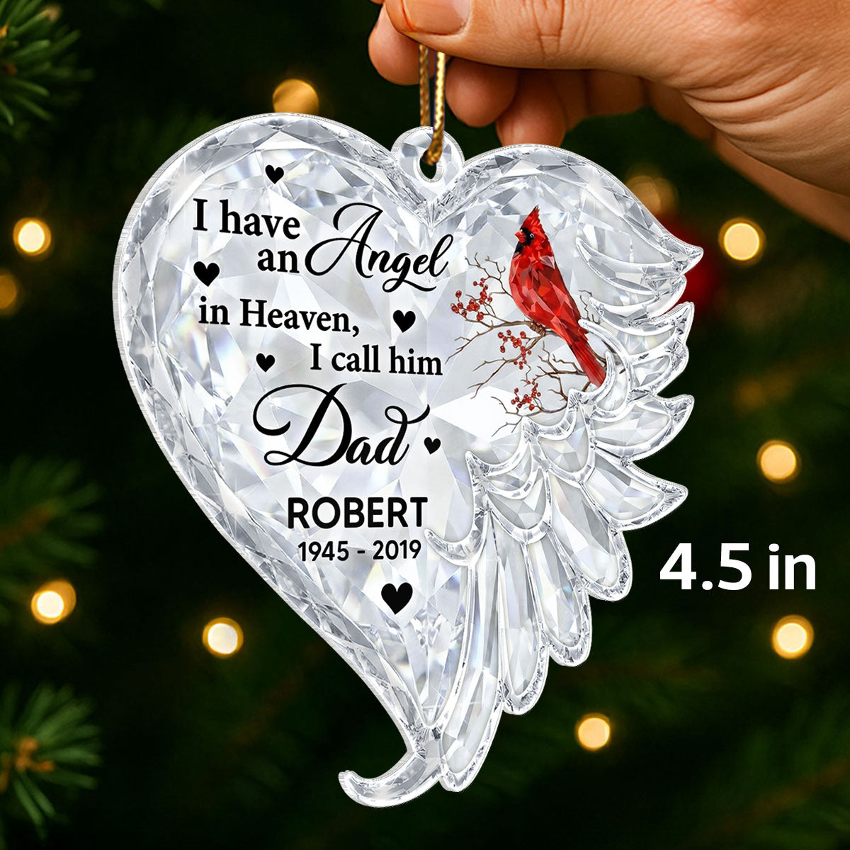 3D Crystal Effect Christmas in Heaven - Personalized Acrylic Ornament - Remembrance Gift, Sympathy Gift For Whole Family, Extended Family