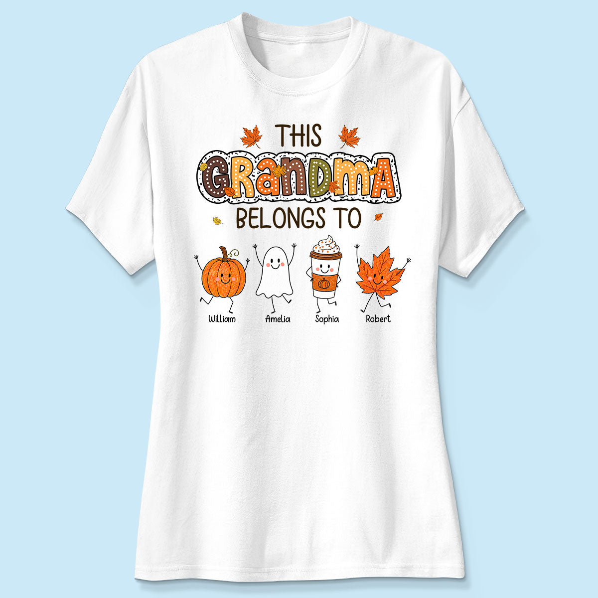 Fall Season Funny Kids This Grandma Belongs To - Personalized Shirt - Gift For Grandmas, Moms