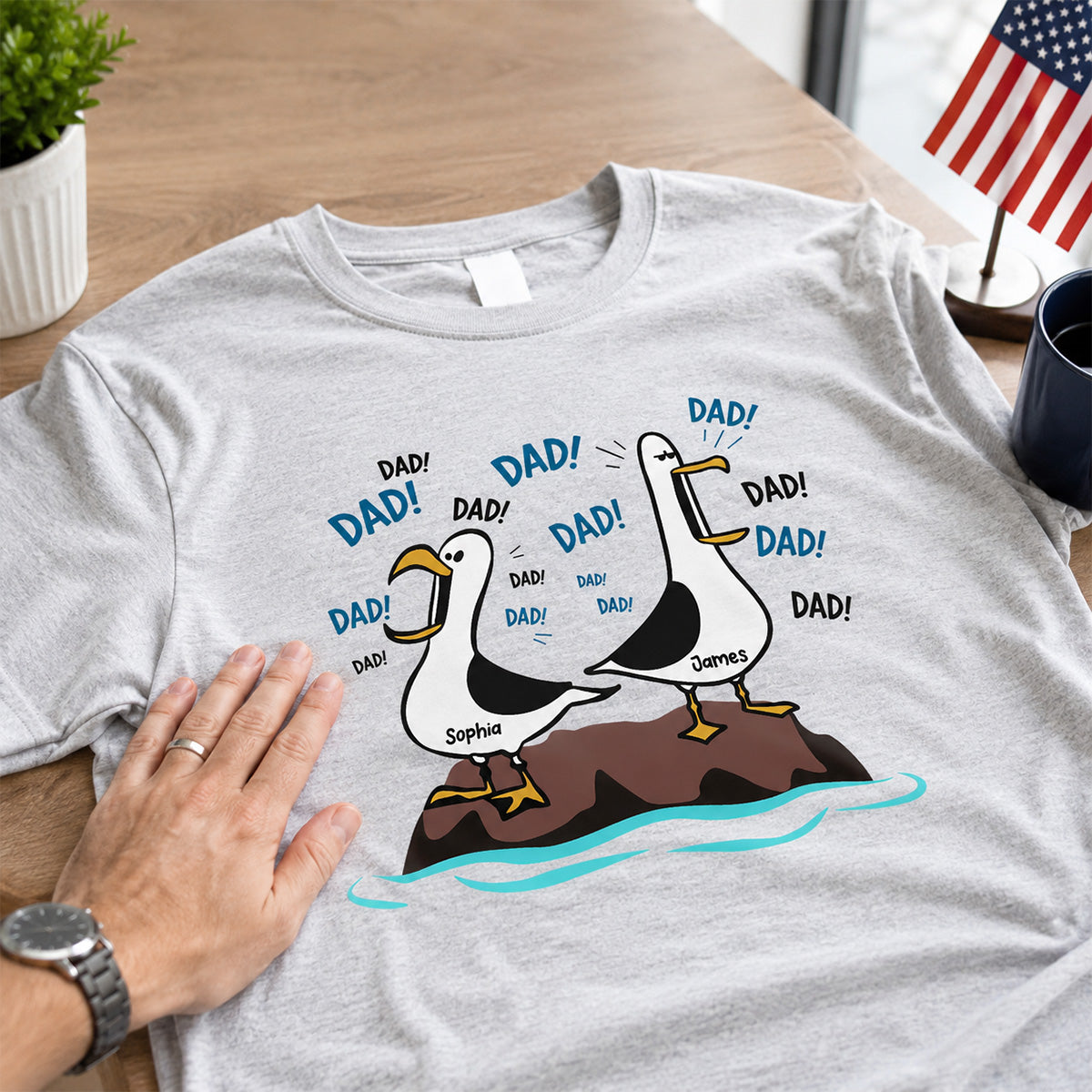 Seagull Dad! Dad! Dad! - Personalized Shirt - Funny Father's Day Gift For Dad, Husband