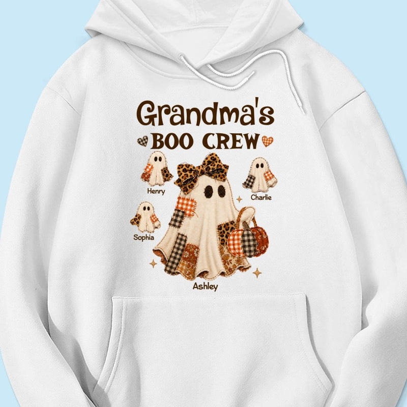 Grandma Fall Season Halloween Faux Patchwork Pattern Coquette - Personalized Shirt - Halloween Gift For Grandma