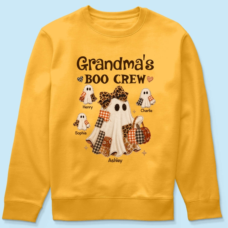 Grandma Fall Season Halloween Faux Patchwork Pattern Coquette - Personalized Shirt - Halloween Gift For Grandma