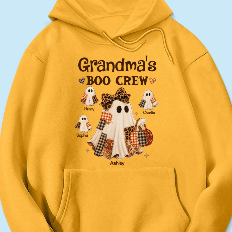 Grandma Fall Season Halloween Faux Patchwork Pattern Coquette - Personalized Shirt - Halloween Gift For Grandma