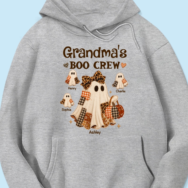 Grandma Fall Season Halloween Faux Patchwork Pattern Coquette - Personalized Shirt - Halloween Gift For Grandma
