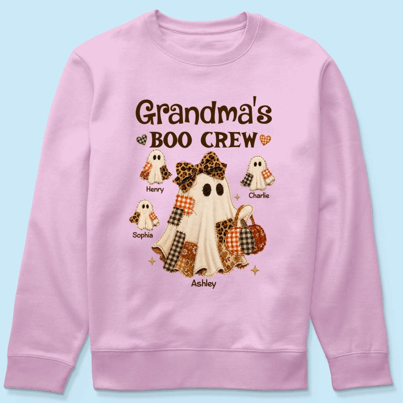 Grandma Fall Season Halloween Faux Patchwork Pattern Coquette - Personalized Shirt - Halloween Gift For Grandma