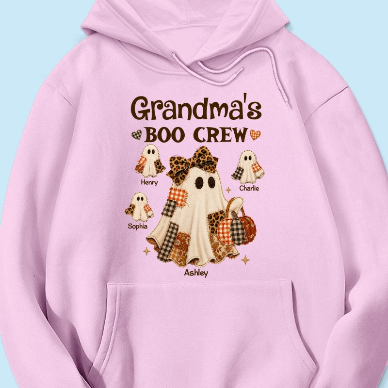 Grandma Fall Season Halloween Faux Patchwork Pattern Coquette - Personalized Shirt - Halloween Gift For Grandma